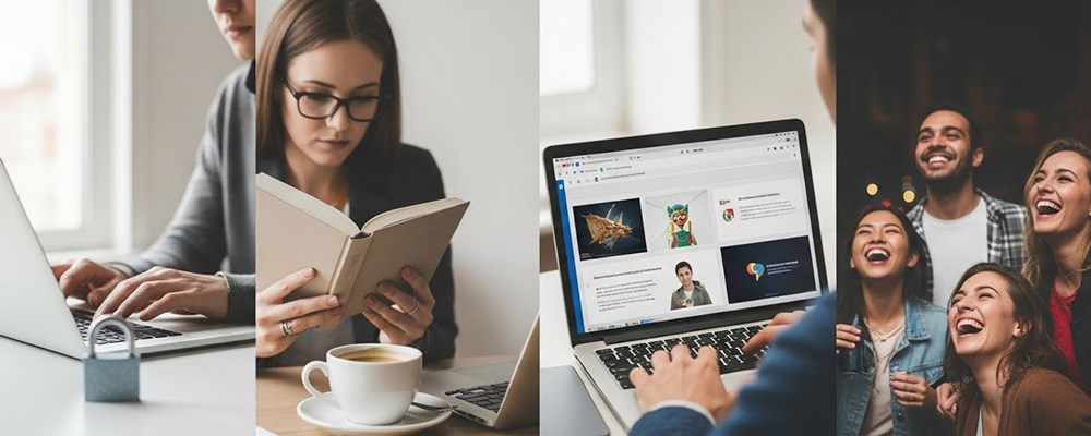 Uma imagem dividida em 4 com os 4 tipos de consumidores do futuro. 