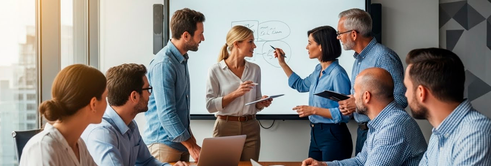 Pessoas em uma sala de reuniões 