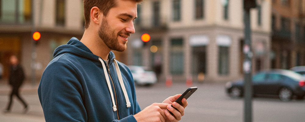 Imagem de uma pessoa utilizando um celular