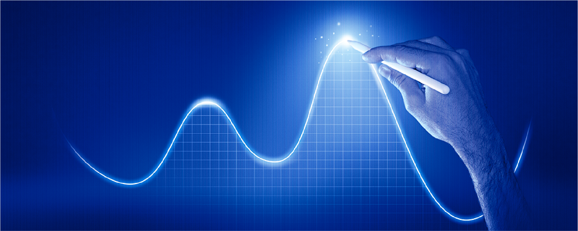 Ilustração de uma mão desenhando um gráfico 