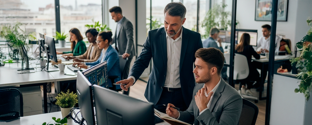 Imagem de um profissional orientando outro