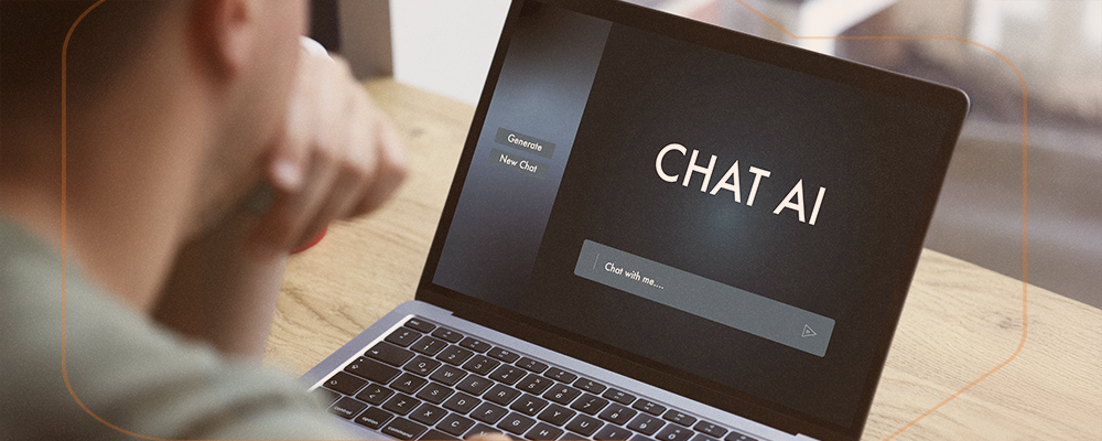 Uma pessoa interagindo com um chatbot 